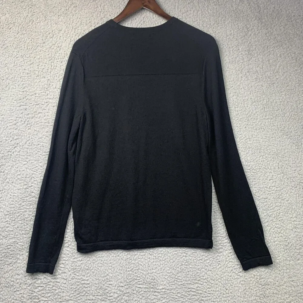 Banana Republic Sweater Mens Medium Black Merino Wool Pullover Lightweight